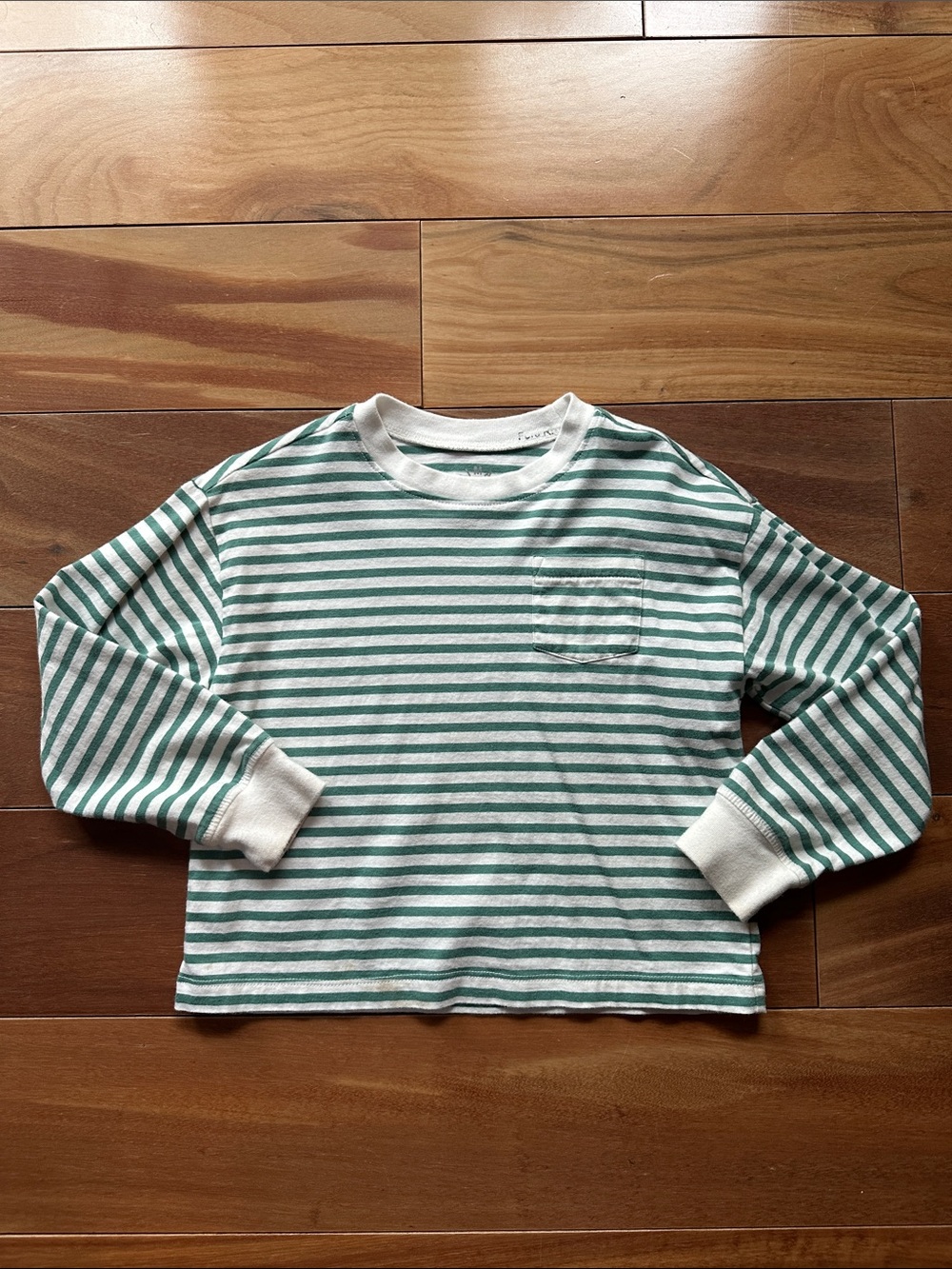 Primary Green & White Striped Long-Sleeve Tee 4